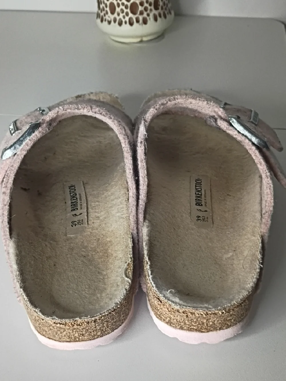 Birkenstock Arizona Pink heathered wool Sandals size 39 Women's size 8 - 8.5